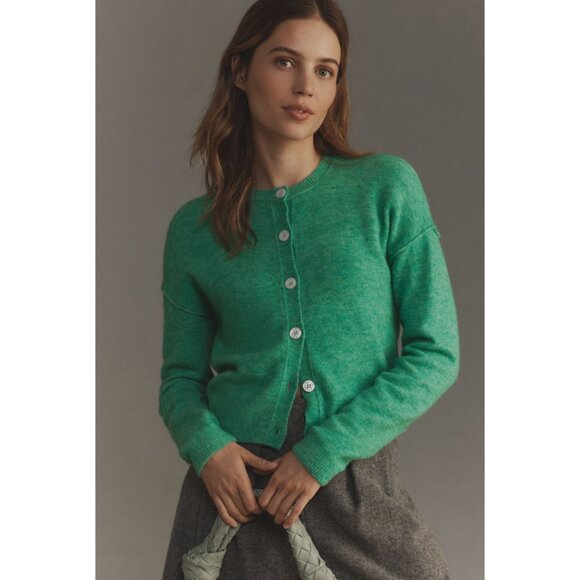 By Anthropologie Crew-Neck Cardigan Sweater in Green Size X-Small - Picture 10 of 10